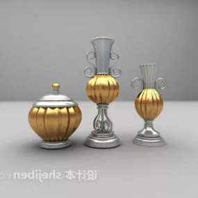 European Silver Decorative Ornament 3d model