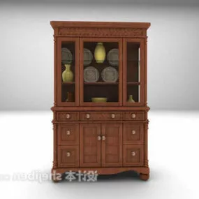 Antique Wooden Display Cabinet 3d model