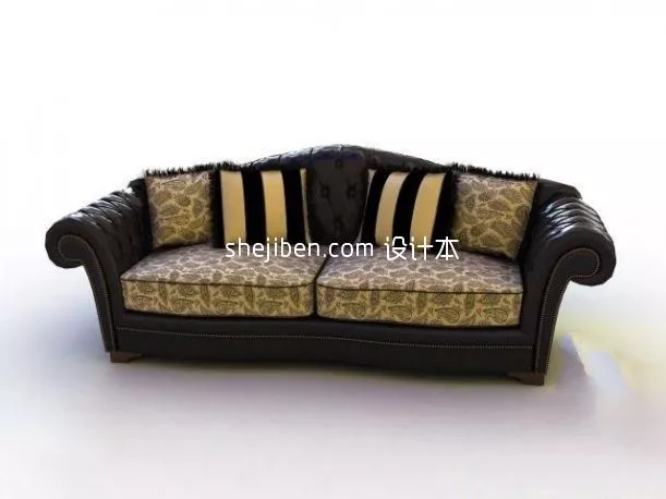 Fabric Sofa Three Seats 3d model