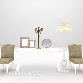 European Console Table Chair Set 3d model
