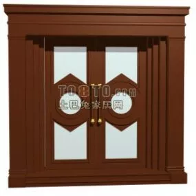 European Hall Wood Door 3d model