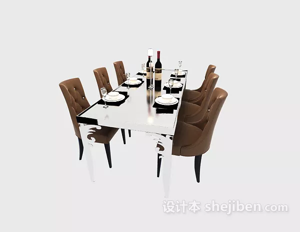 European Luxurious Dinning Table With Chairs 3d model European Luxurious Dinning Table With Chairs 3d model