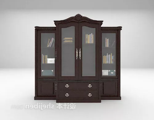 European Four Door Bookcase 3d model European Four Door Bookcase 3d model