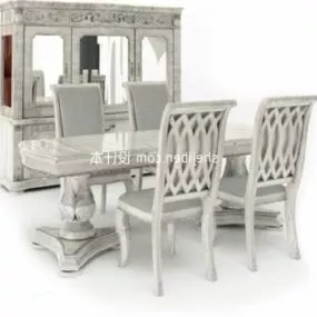 European Four Person Dinning Table And Chair 3d model