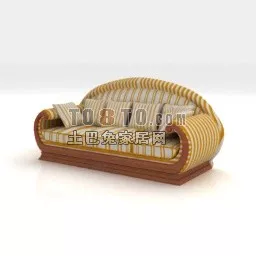 European Vintage Camel Sofa Furniture 3d model