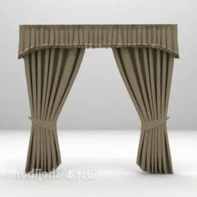 European Antique Grey Curtain 3d model