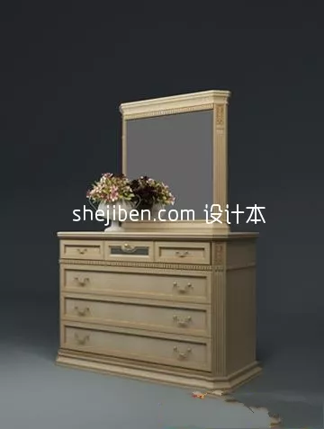 European Wood Makeup Table 3d model European Wood Makeup Table 3d model