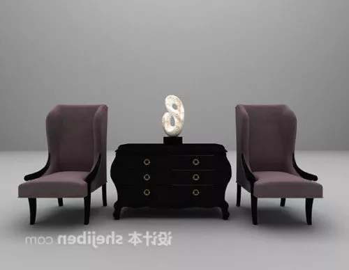European Chairs Table With Decorating 3d model European Chairs Table With Decorating 3d model