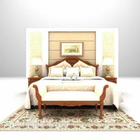 Classic Home Double Bed 3d model