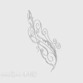 European Iron Floral Fence 3d model
