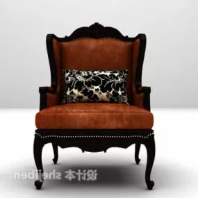 European Classic Leather Single Chair 3d model