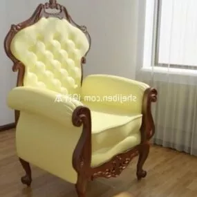 European Classic Leather Sofa Chair 3d model