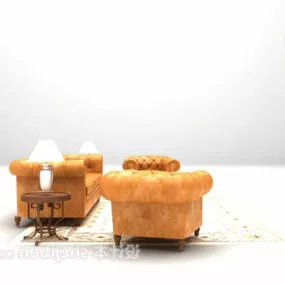 European Leather Sofa Set 3d model