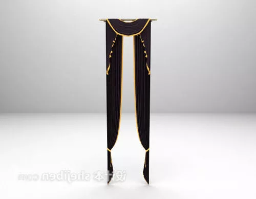 Curtain Two Layer With Top Panel 3d model