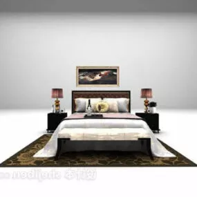 European Neoclassical Double Bed Set 3d model