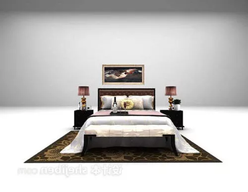 European Neoclassical Double Bed Set 3d model European Neoclassical Double Bed Set 3d model
