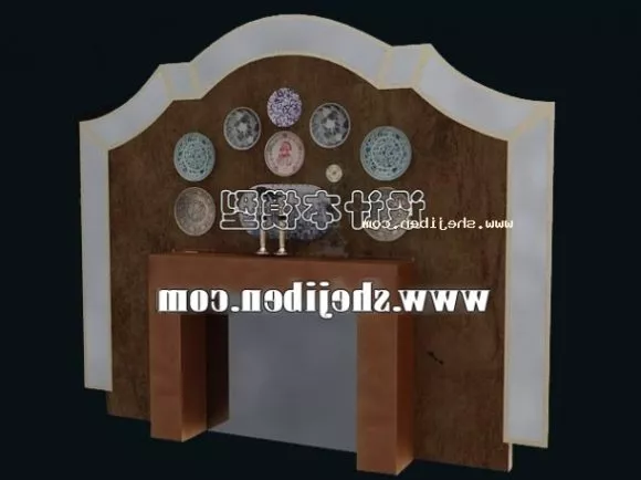 European Partition With Wooden Stool 3d model European Partition With Wooden Stool 3d model