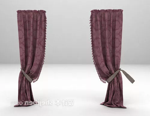 Brown Textile Curtain 3d model