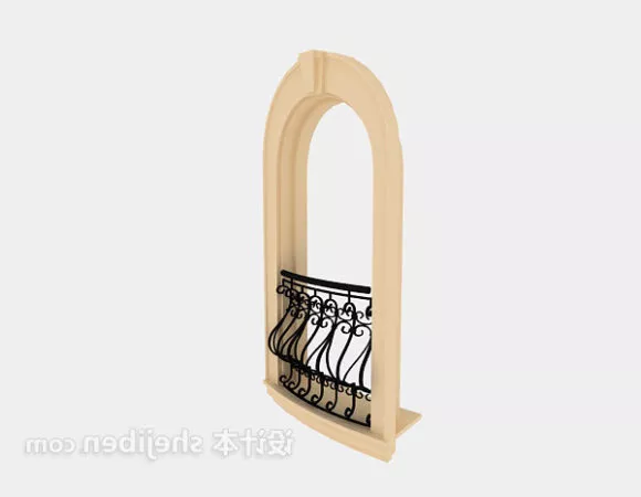 European Stone Handrail Column 3d model