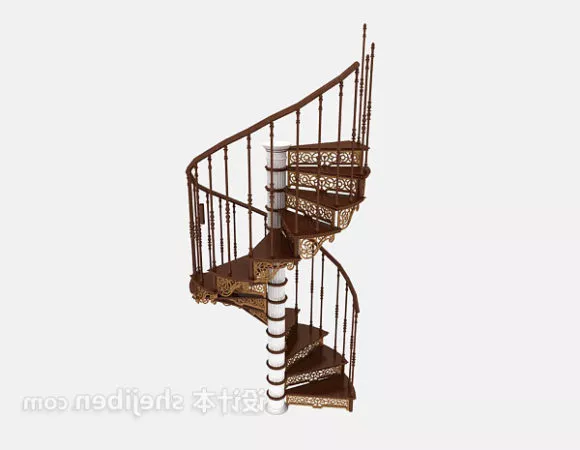 Staircase With Steel Wire Handle 3d model