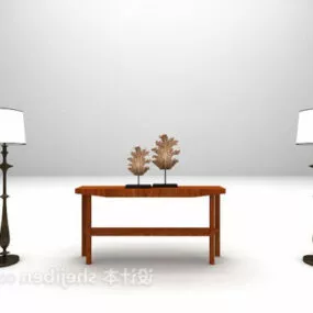 European Side Table With Floor Lamp Set 3d model