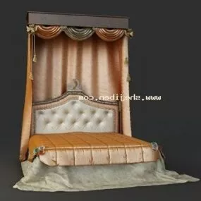 European Royal Bed With Curtain 3d model