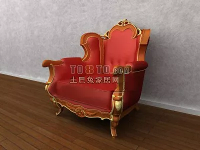 Old Settee Sofa Furniture 3d model