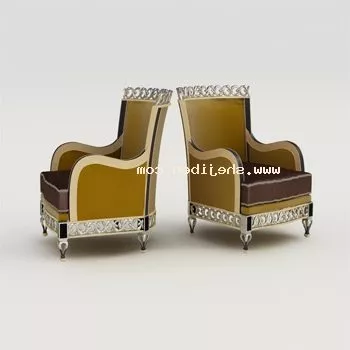 Single Upholstery Armchair Grey Color 3d model