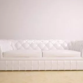 European White Chesterfield Sofa 3d model