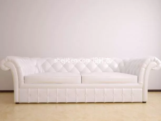 Sofa Three Seats Brown Fabric 3d model