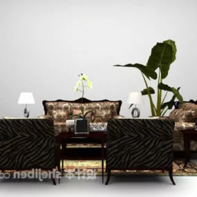 European Luxury Velvet Sofa Table 3d model
