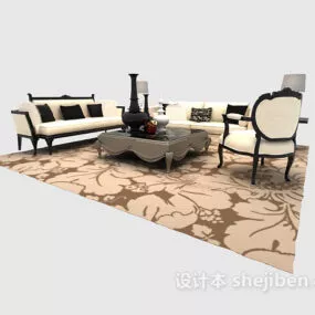 European White Sofa Chair Set 3d model