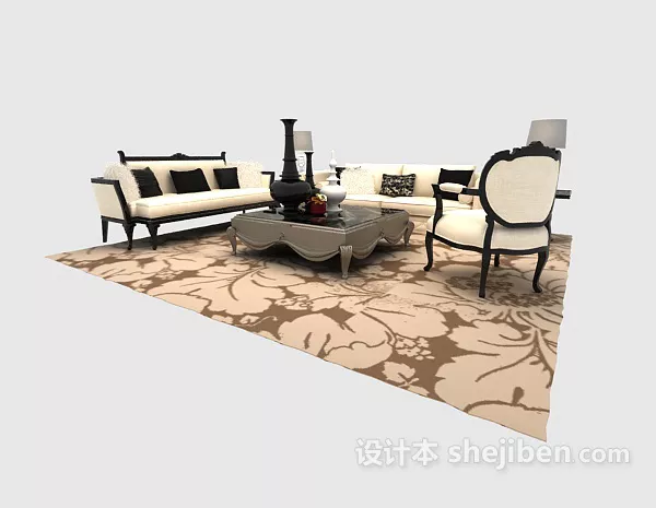 Two Seats Sofa Fauteuil 3d model