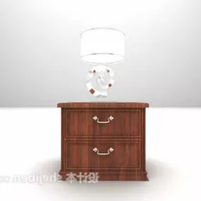 Solid Wood Bedside Table European Furniture 3d model