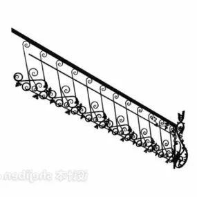 European Iron Stair With Handrail 3d model
