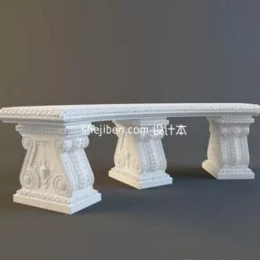 European Stone Stool Sculpture 3d model