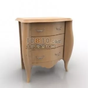 Smooth Edge Nightstand White Painted 3d model