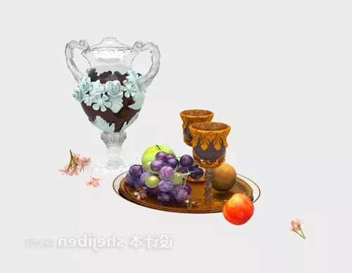 Grape Fruit In Bowl 3d model