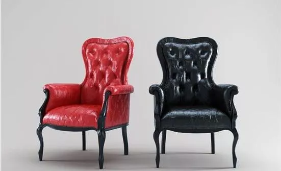 European Leather Chair In Black Red Color 3d model European Leather Chair In Black Red Color 3d model