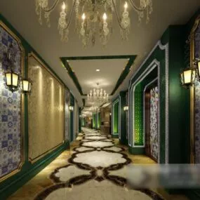 European Decorative Of Corridor Interior Scene 3d model
