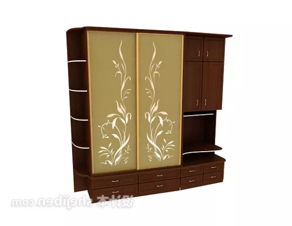 Wardrobe Cabinet Multiple Door Drawers 3d model