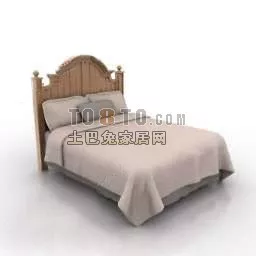 Full Bedroom Set With Round Mirror On Wall 3d model