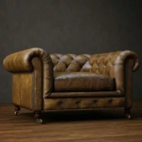 European Chesterfield Single Sofa 3d model