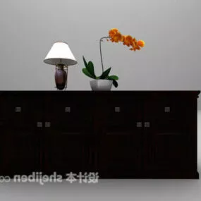 European Style Solid Wood Entrance Cabinet 3d model