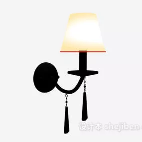 European Black Iron Wall Lamp 3d model