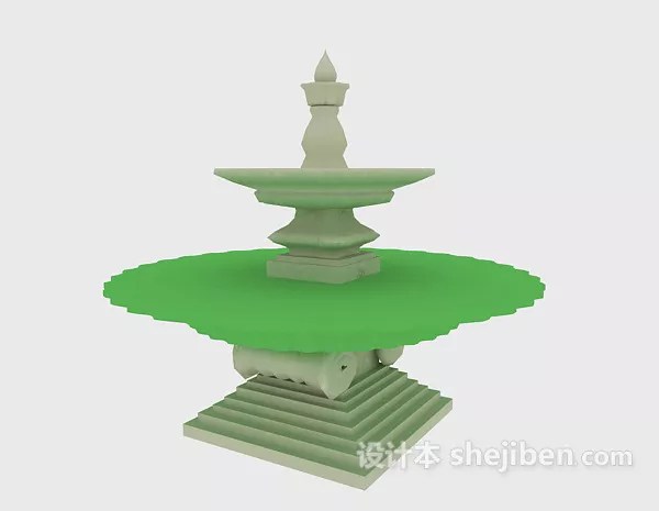 Fountain Building On Mountain 3d model