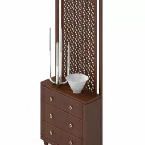European Style Wooden Entrance Cabinet 3d model