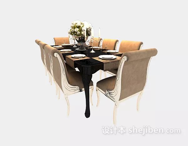European Table And Chair Elegant Style 3d model European Table And Chair Elegant Style 3d model
