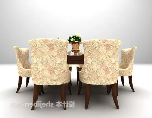 European Table With High Back Chair 3d model European Table With High Back Chair 3d model