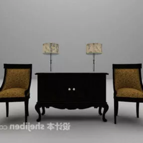 European Traditional Entrance Cabinet Set 3d model